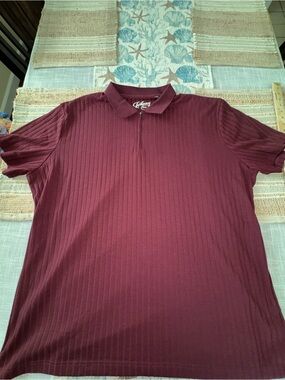 Johnny Bigg Men's Ribbed Polo, Short-Sleeve, Quarter Zip, Burgundy, 3XL